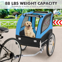 Tangkula Dog Bike Trailer, Breathable Mesh Dog Cart with 3 Entrances, Safety Flag