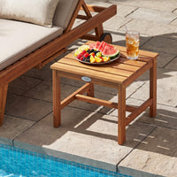 Tangkula 17" Patio Acacia Wood Side Table