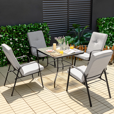 Tangkula 35 Inch Patio Dining Table, Square Outdoor Dining Table with 1.65 Umbrella Hole