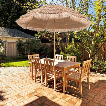 Tangkula 7.2 FT Thatched Patio Umbrella, Hawaiian Style Grass Beach Umbrella with Tilt Adjustment