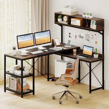 Tangkula Bureau d'ordinateur d'angle réversible 157 cm
