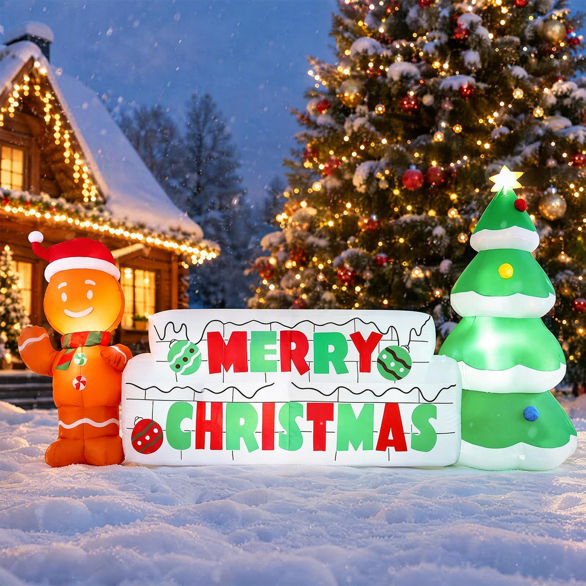 Tangkula 9.5 FT Lighted Inflatable Merry Christmas Sign Outdoor Decoration