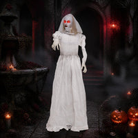 Tangkula 5.7 FT Animated Halloween Ghost Bride Decoration with Swapped Face