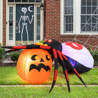 Tangkula 5 FT Halloween Inflatable Spider with Pumpkin, LED Lighted Halloween Decoration with Colorful Rotating Light