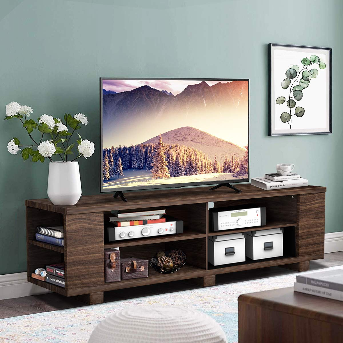 Wood TV Stand for TVs up to 65 Inch - Tangkula