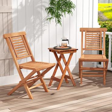 Tangkula Teak Wood Folding Patio Chairs Set of 2/4(25" x 19" x 35.5")