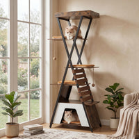 Tangkula 73 Inch Tall Modern Wood Cat Tree with Scratching Pad