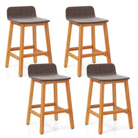 Tangkula Solid Acacia Wood Bar Stools Set
