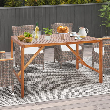 Tangkula Outdoor Rectangle Dining Table for Backyard