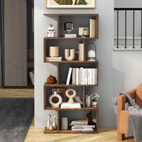 Tangkula 5-Tier Geometric Bookshelf