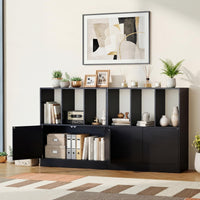 Tangkula 3-Tier Bookshelf with Cabinet for Study Home Office Living Room