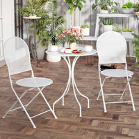 Tangkula 3 Pieces Patio Bistro Set, Metal Table and Folding Chair Set for 2