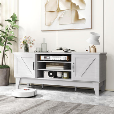 Tangkula Farmhouse Wood TV Stand for TVs Up to 65”