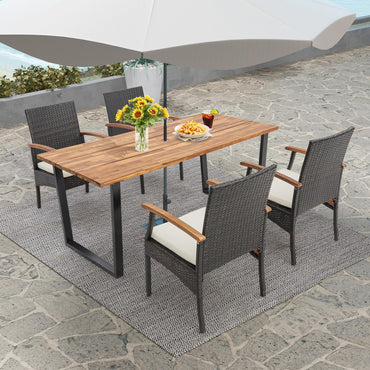 Ensemble de salle à manger Tangkula 5 pièces en rotin pour terrasse, ensemble de chaises et table à manger en osier d'extérieur
