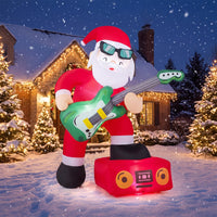 Tangkula 8 FT Christmas Inflatable Santa Claus Plays Guitar Decoration