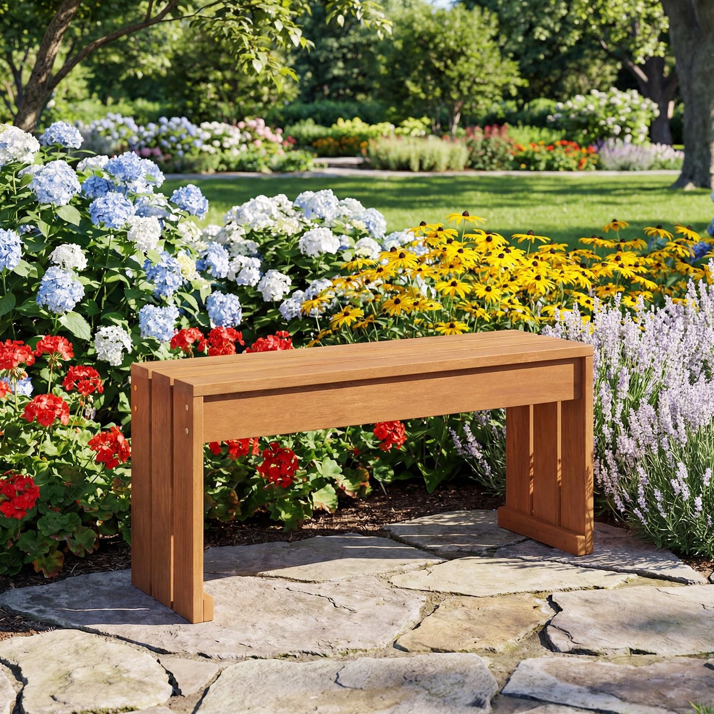 Tangkula 2-Person Wood Outdoor Garden Bench 440 LBS Weight Capacity (1/2)