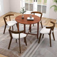 Tangkula 36" Foldable Round Dining Table w/Solid Rubber Wood Legs