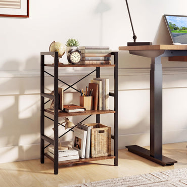 Tangkula 16.5" Width Wooden Open Bookcase with Metal Frame