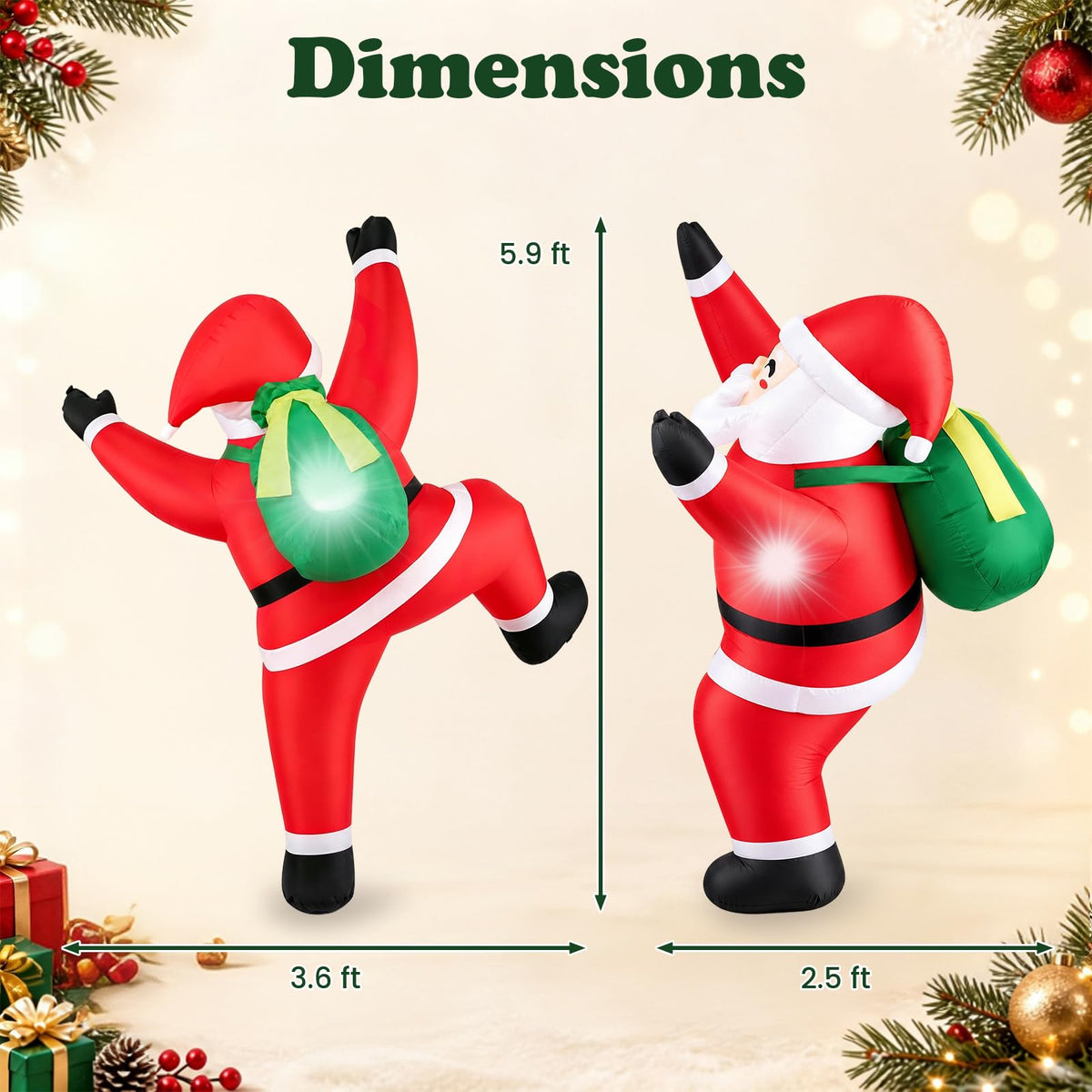 Tangkula 5.9 FT Christmas Inflatable Outdoor Climbing Santa Decoration