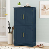 Tangkula 43.5" H Freestanding Pantry Cabinet with 4 Doors and 2 Adjustable Shelves