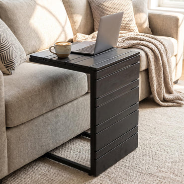 Tangkula C-Shaped Side Table with Wood Plastic Tabletop(1/2)