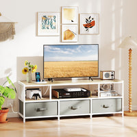 Tangkula Farmhouse TV Stand for TVs up to 65" 3-Tier Entertain Center