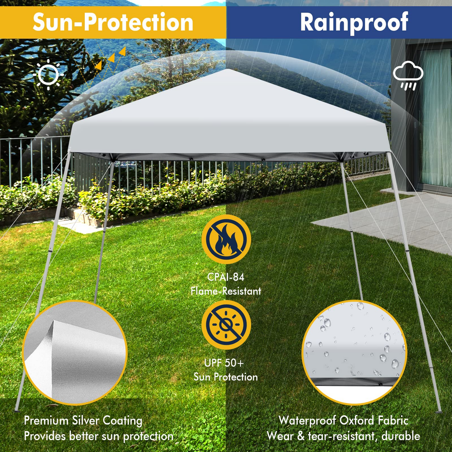 Tangkula 10 ft x 10 ft Outdoor Instant Pop-up Canopy, Folding Slanted Leg Canopy Tent