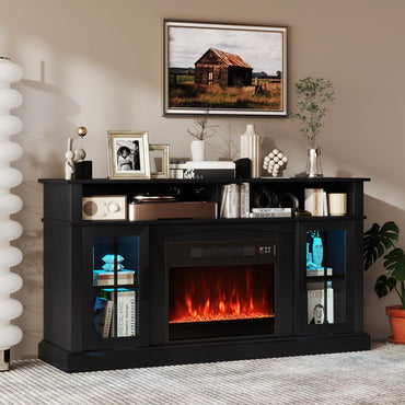 Tangkula Fireplace TV Stand for 65 Inch TV for Living Room