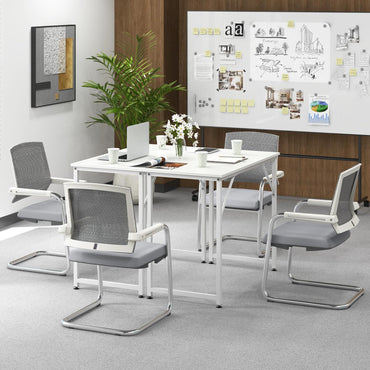 Tangkula Conference Tables, Rectangular Meeting Room Table with Adjustable Foot Pads, Seminar Table for School or College