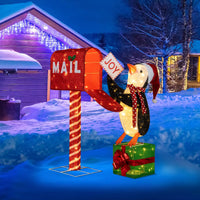 Tangkula Christmas Lighted Mailbox & Penguin for Home Lawn Yard Garden Porch Party Indoor Outdoor