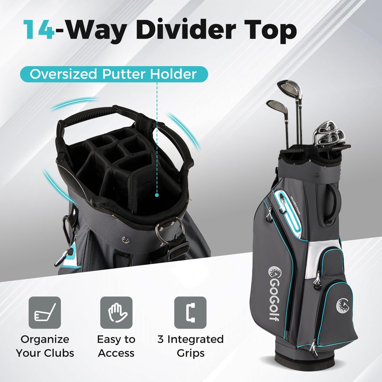 Tangkula Golf Cart Bag Lightweight Golf Bag with 14-Way Divider Top