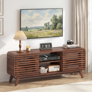 Tangkula Walnut TV Stand for 65” TVs for Living Room