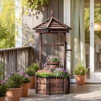 Jardinière puits à souhaits en bois style ancien Tangkula pour l'extérieur