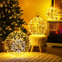 Tangkula 3 Sizes Christmas LED Lighted Sphere Balls, Holiday Globe Lights for Indoor/Outdoor Party Decorations ( 25"+21"+16" )