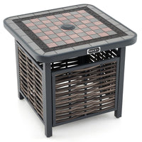 Tangkula 21.5 Inches Outdoor PE Rattan Side Table, All Weather Patio Square End Table with Resin Tabletop