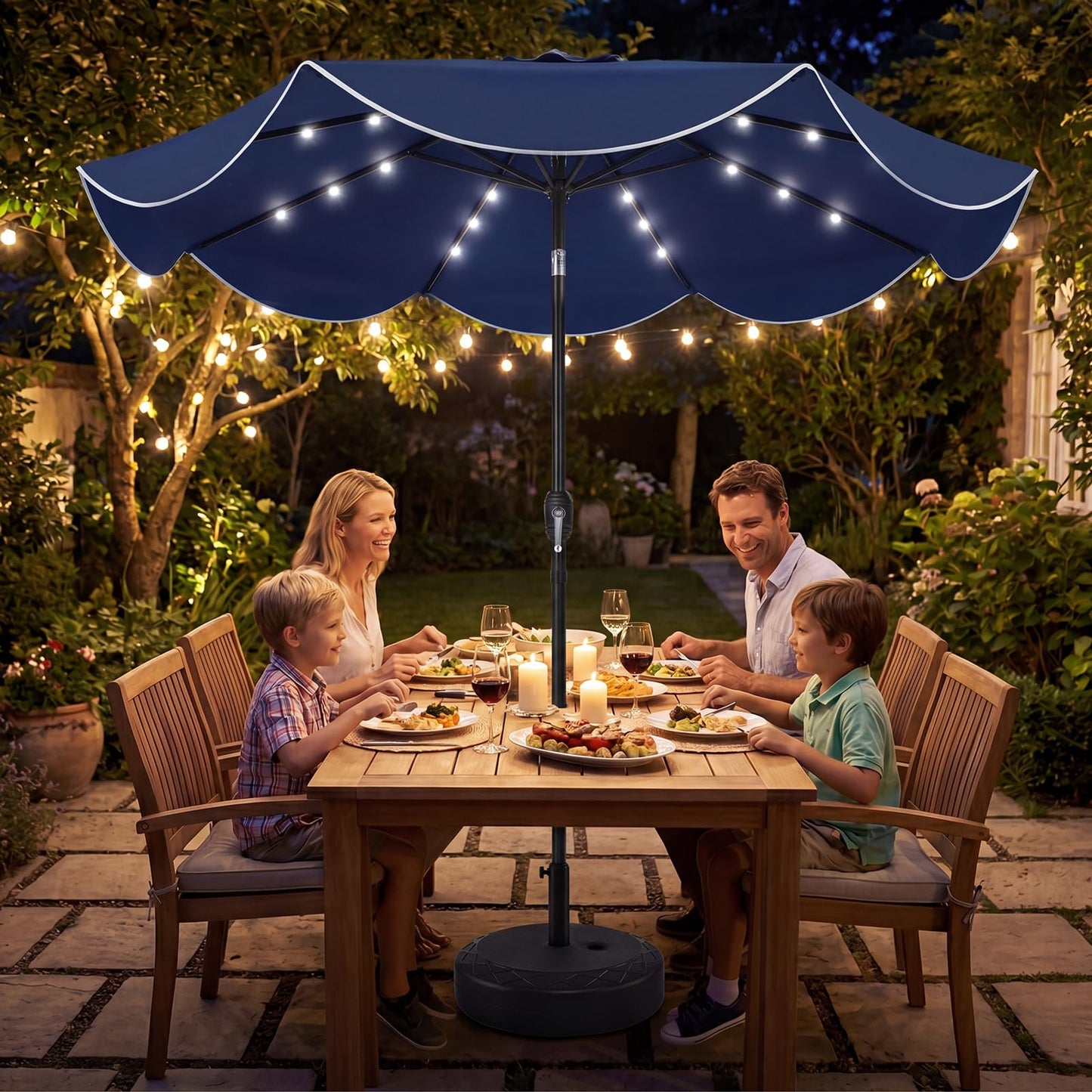 Tangkula 9 FT Solar Patio Umbrella with 24 LED Lights