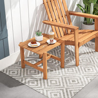 Tangkula Patio Teak Wood Side Table, Outdoor End Table with Slatted Tabletop