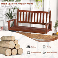 Tangkula 2/3 Person Wooden Porch Swing, Hanging Patio Swing with 2 Adjustable Galvanized Metal Chains