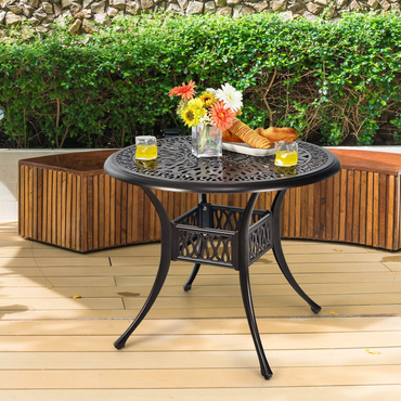 Tangkula 36 Inch Outdoor Dining Table with Umbrella Hole, Weather-Resistant
