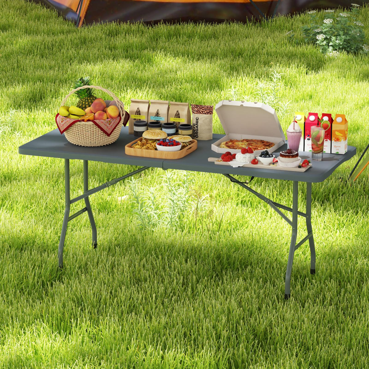 Tangkula 6 FT Folding Table Indoor Outdoor Foldable Plastic Table with HDPE Tabletop