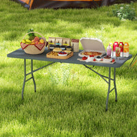 Tangkula 6 FT Folding Table Indoor Outdoor Foldable Plastic Table with HDPE Tabletop