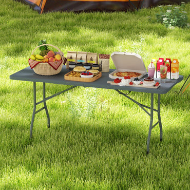Tangkula 6 FT Folding Table Indoor Outdoor Foldable Plastic Table with HDPE Tabletop