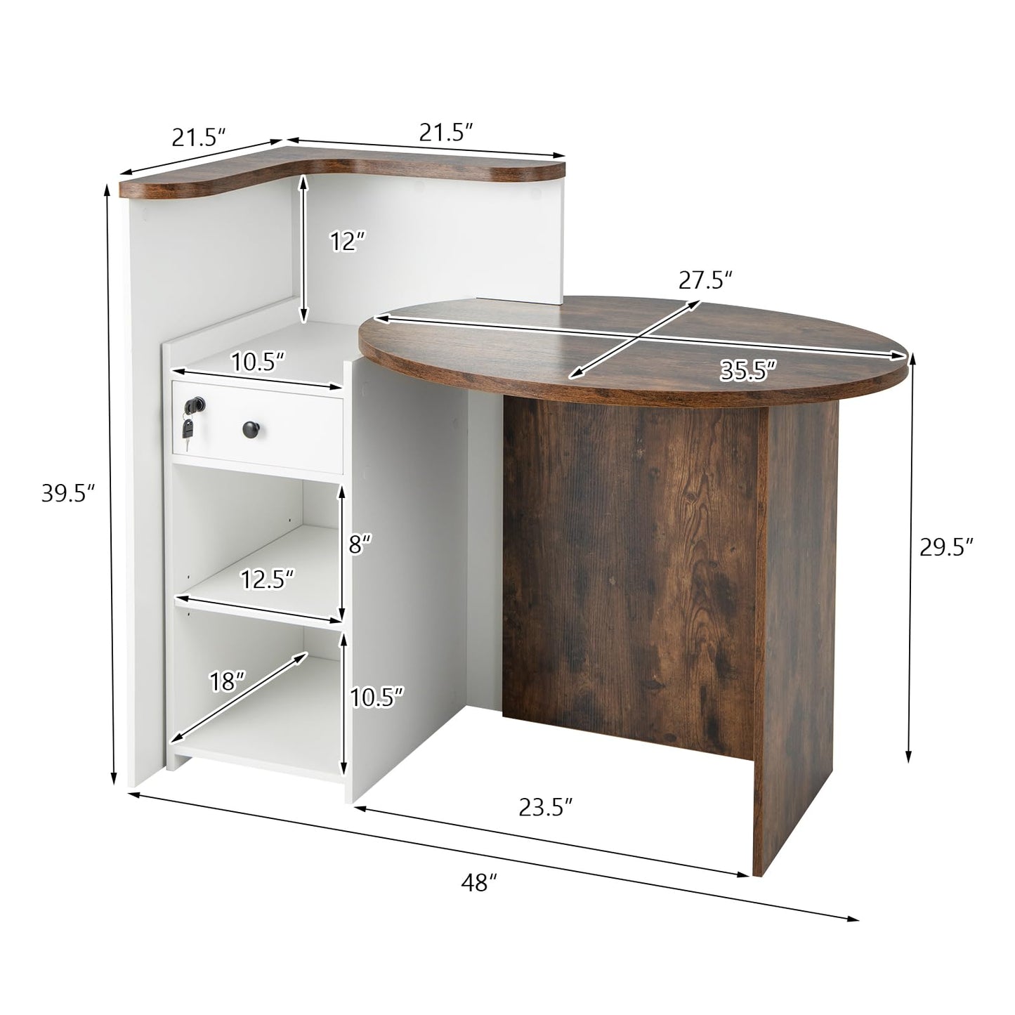 Tangkula Reception Desk, Front Counter Desk with Lockable Drawer & Adjustable Shelf