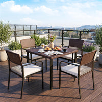 Tangkula PE Wicker Outdoor Dining Chairs Set of 4