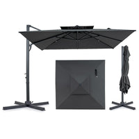 Parasol de terrasse déporté carré TANGKULA 9,5 pieds, avec rotation à 360 degrés