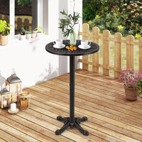 Tangkula Table de bar ronde d'extérieur 61 cm pour jardin, véranda, balcon ou bord de piscine