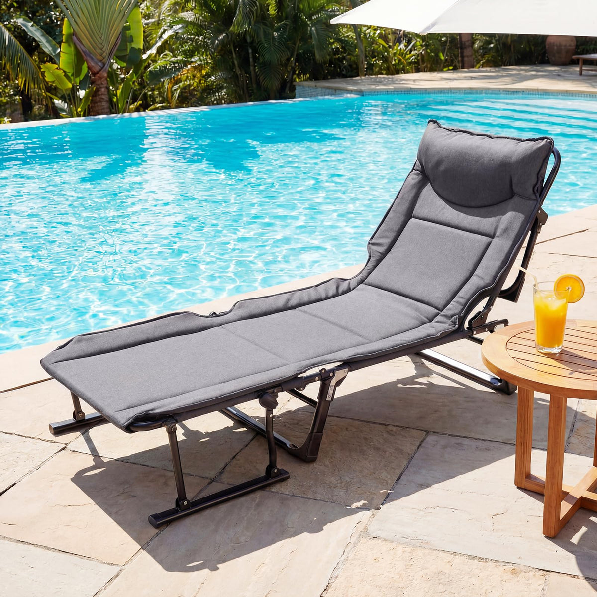 Tangkula 3 in 1 Lounge Chair Outdoor with Cushion