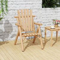 Tangkula Log Wood Patio Chair with Slatted Backrest