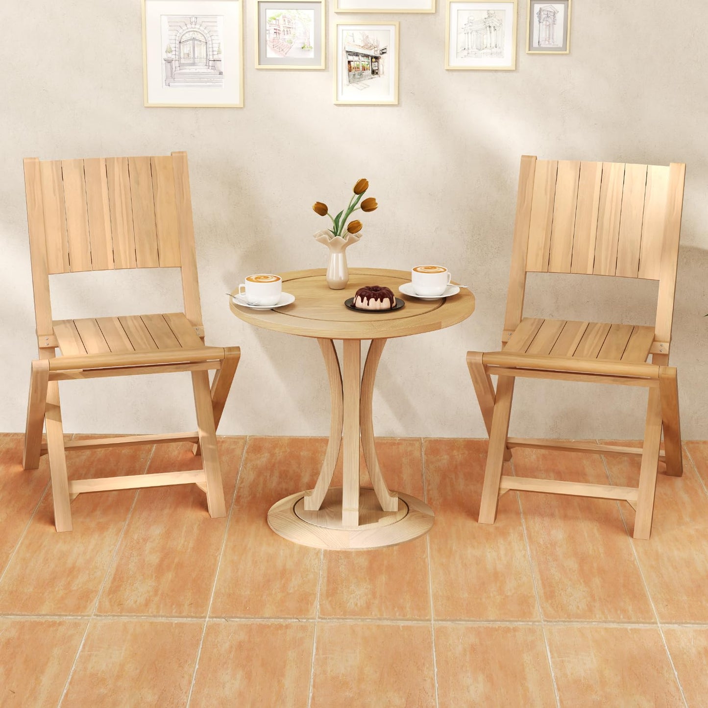 Tangkula 2/4 Pieces Folding Patio Chairs（slat back）