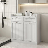 Tangkula Meuble de rangement double à bascule pour panier à linge, 80 cm de haut, pour salle de bain